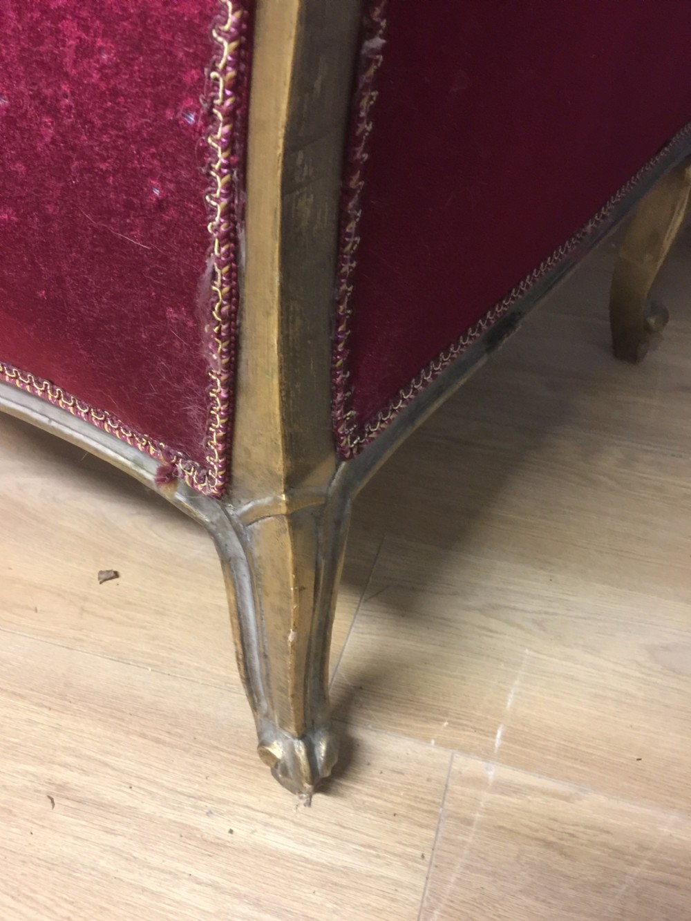 Pair of late nineteenth century gilt framed winged armchairs  View XII