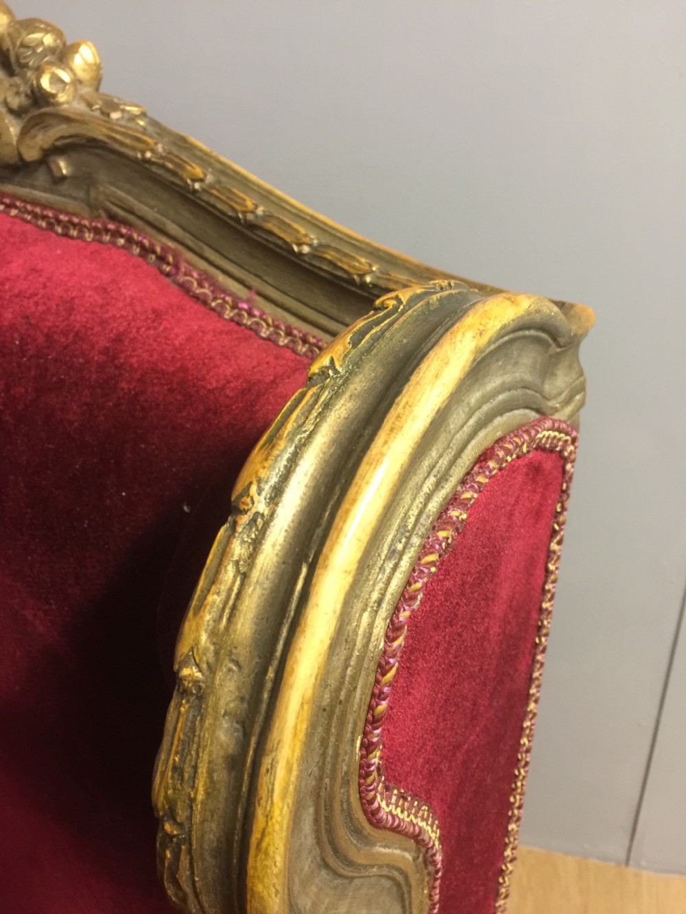 Pair of late nineteenth century gilt framed winged armchairs  View XIII