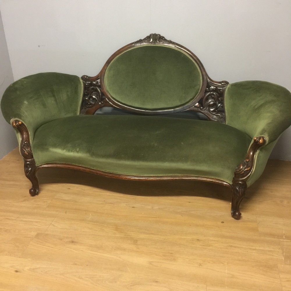 Nineteenth century carved walnut framed cameo backed sofa 