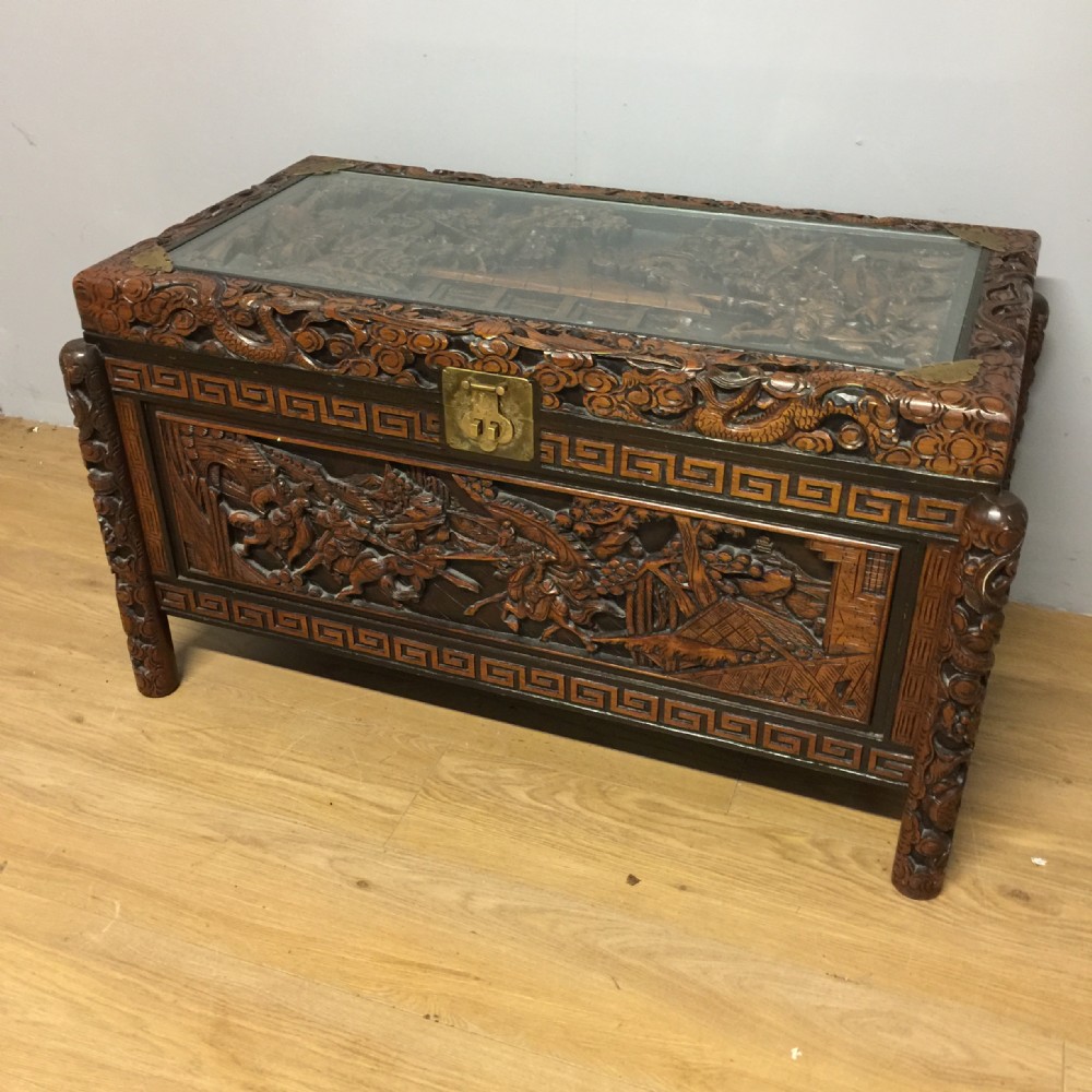 Superb quality Carved oriental chest circa 1920