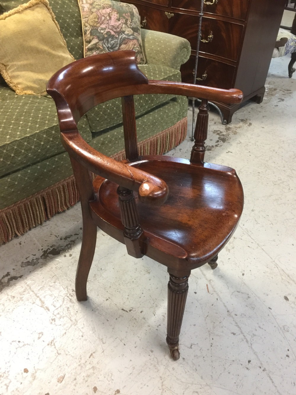 Late nineteenth century mahogany desk chair  View II