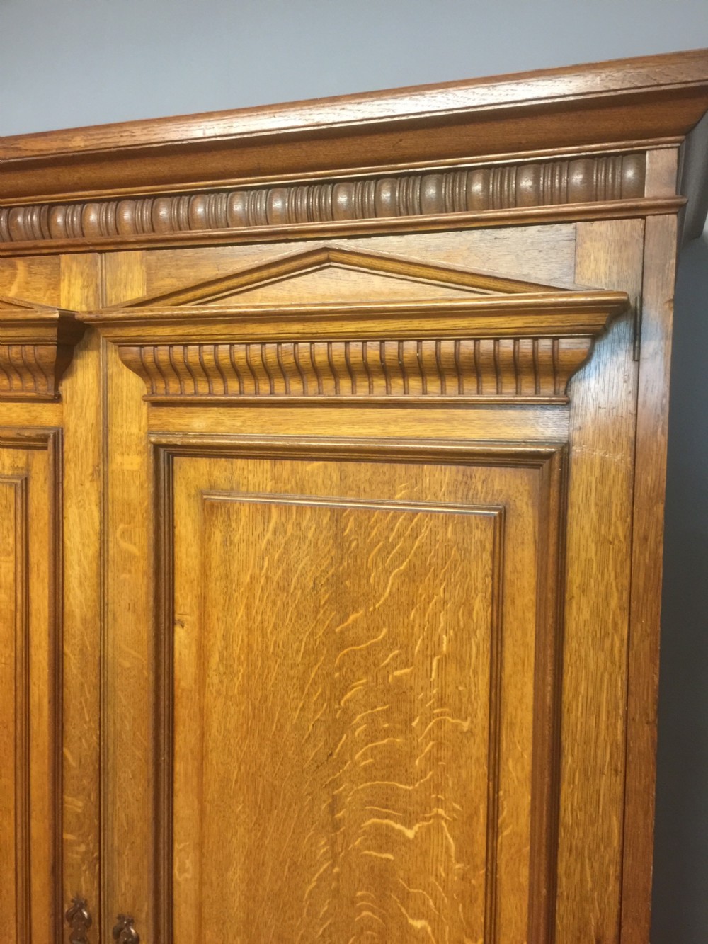 Nineteenth century golden oak  country house hall robe View III