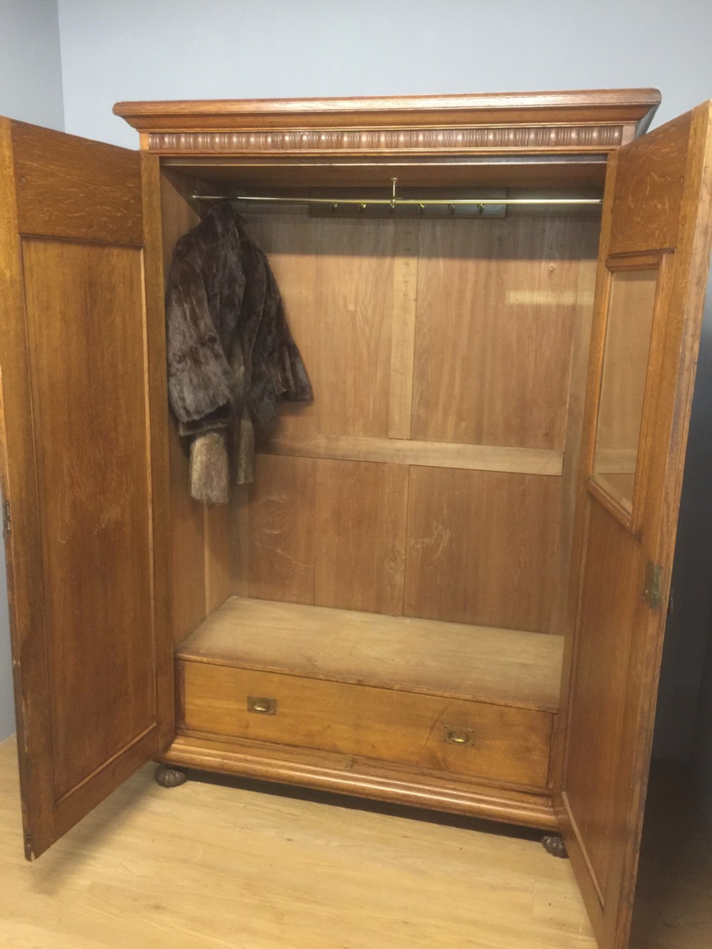 Nineteenth century golden oak  country house hall robe View VII