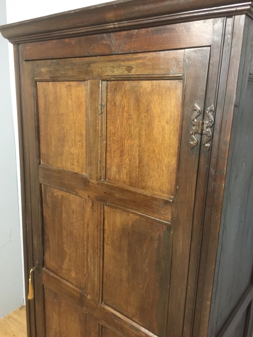 Nineteenth century oak panelled country house hall cupboard View III