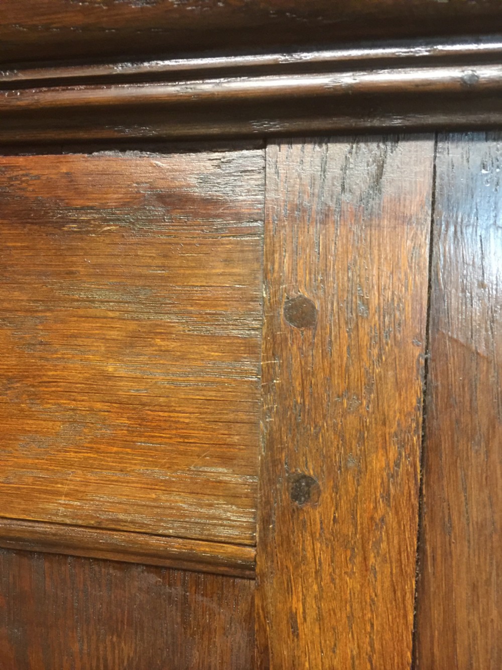 Nineteenth century oak panelled country house hall cupboard View XI