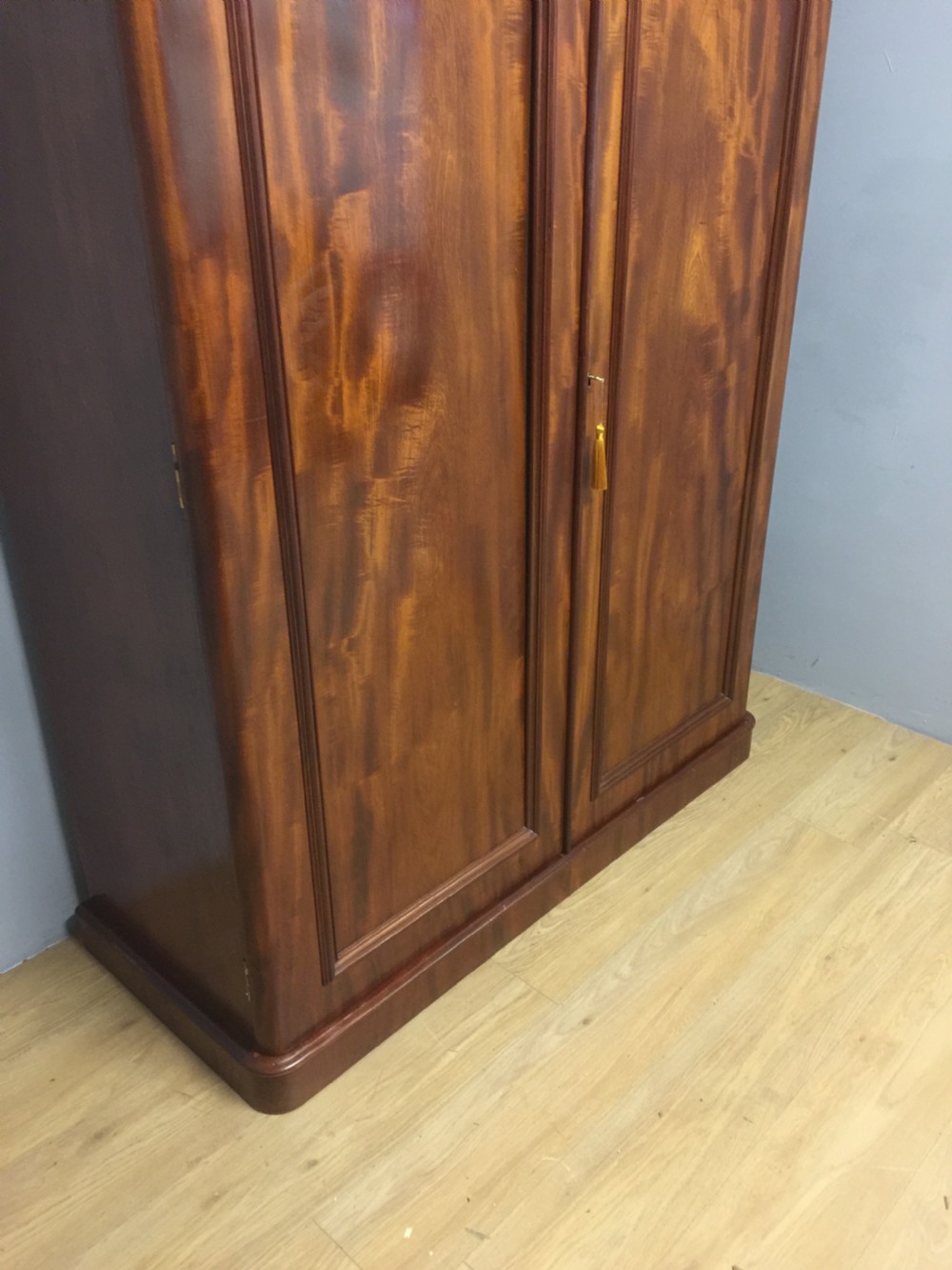 Nineteenth century two door flame mahogany wardrobe  View V