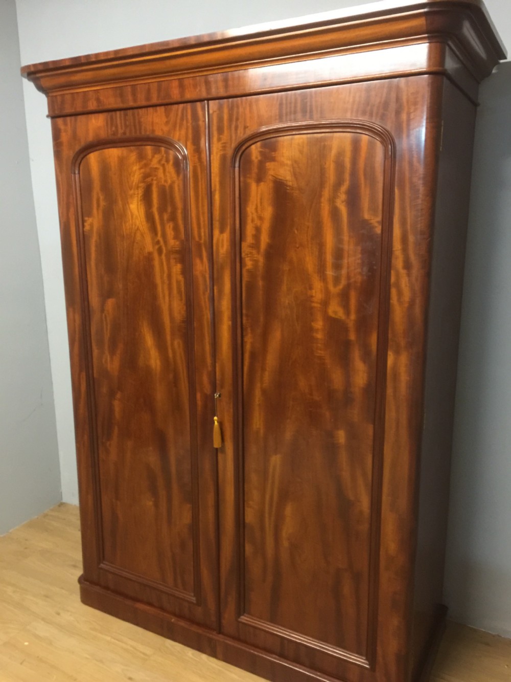 Nineteenth century two door flame mahogany wardrobe  View XIV