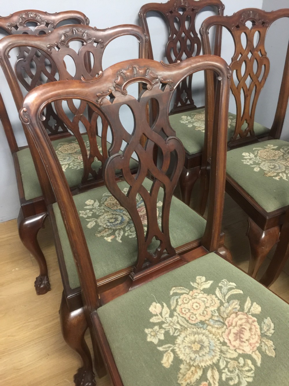 Set of six mahogany Chippendale style dining  chairs View II