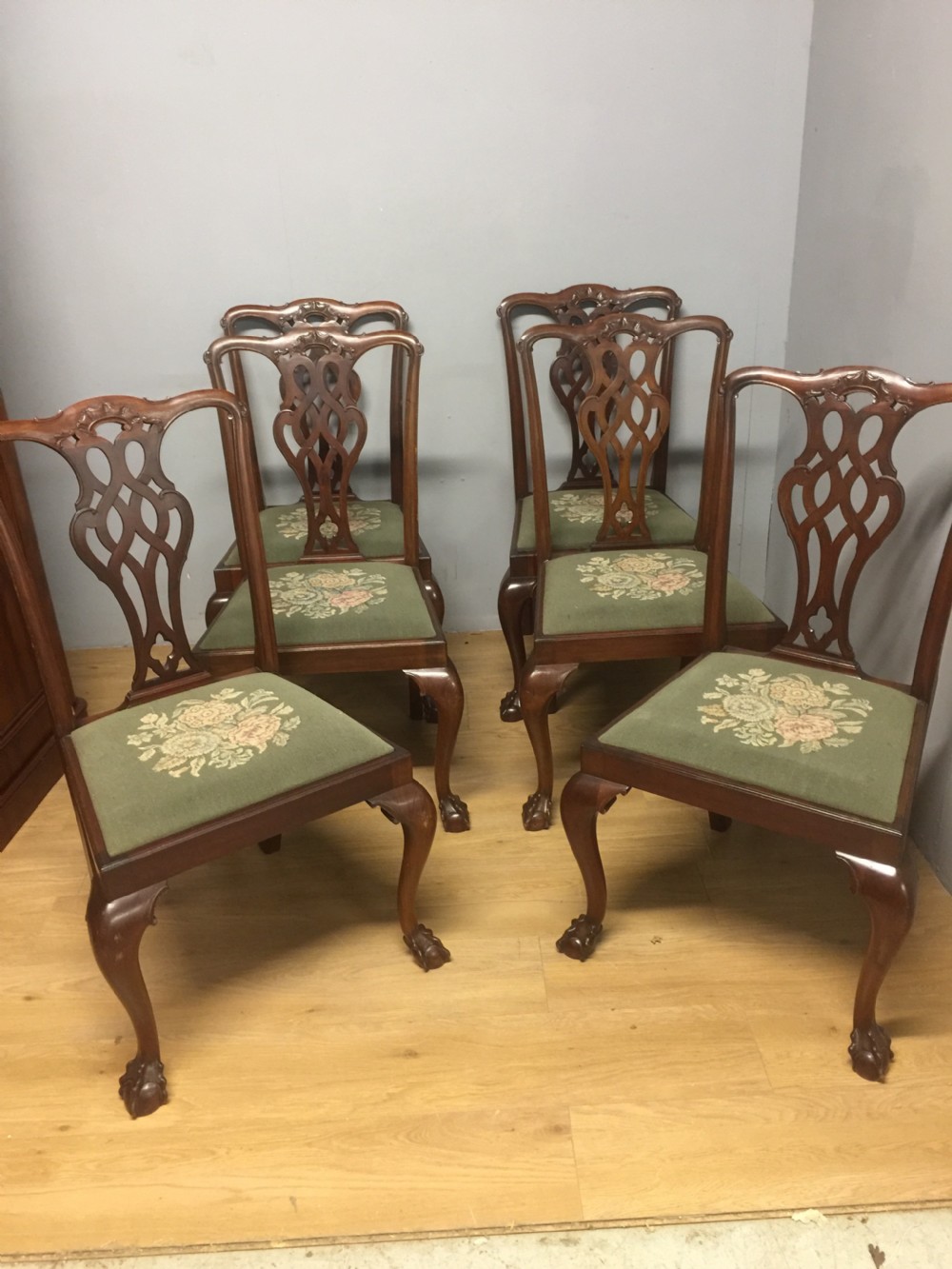 Set of six mahogany Chippendale style dining  chairs View XII