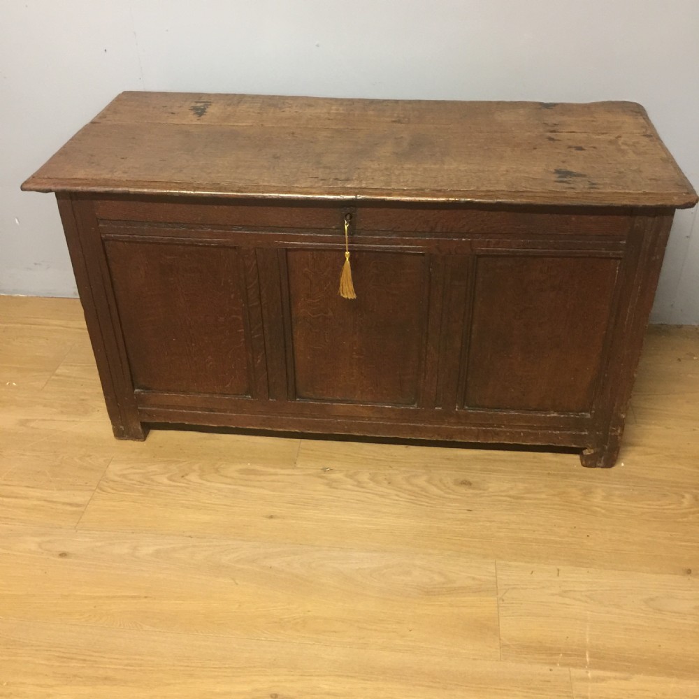 Eighteenth century oak coffer with panelled front 