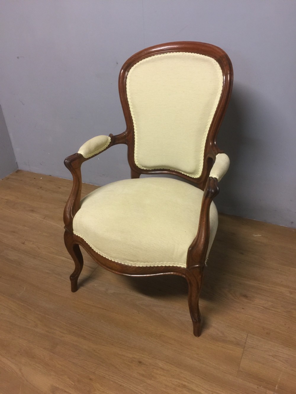 Nineteenth century walnut French style armchair