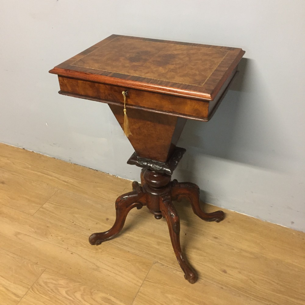 Nineteenth century burr walnut workbox 