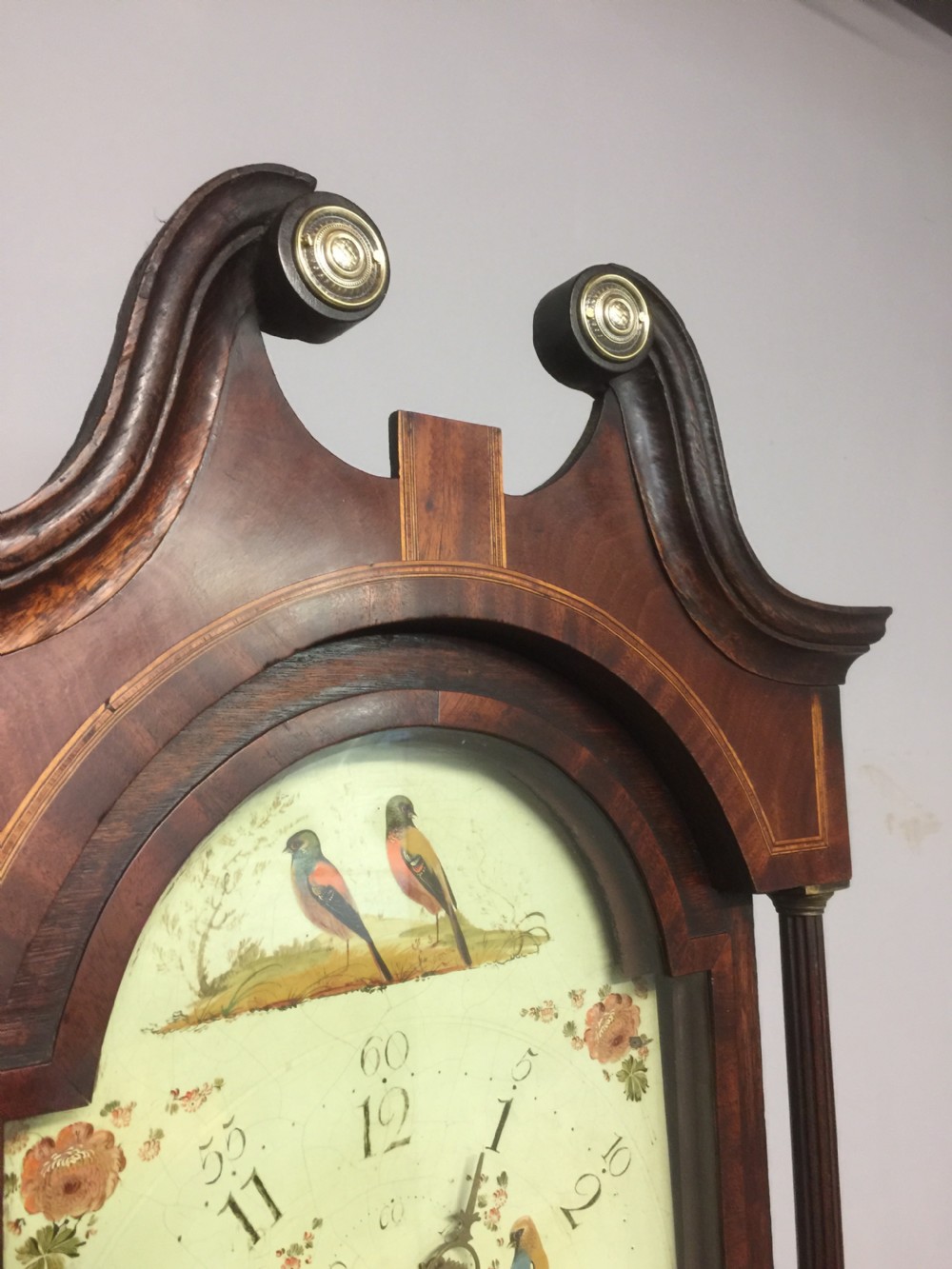 Georgian eight day oak faded long case clock. Working  View VIII