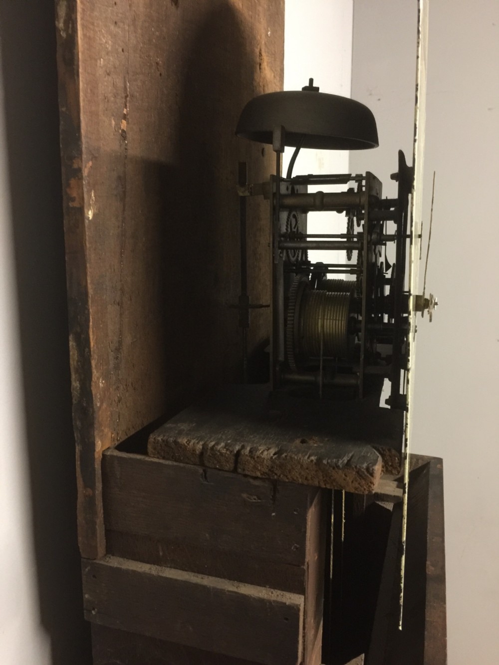 Georgian eight day oak faded long case clock. Working  View XI