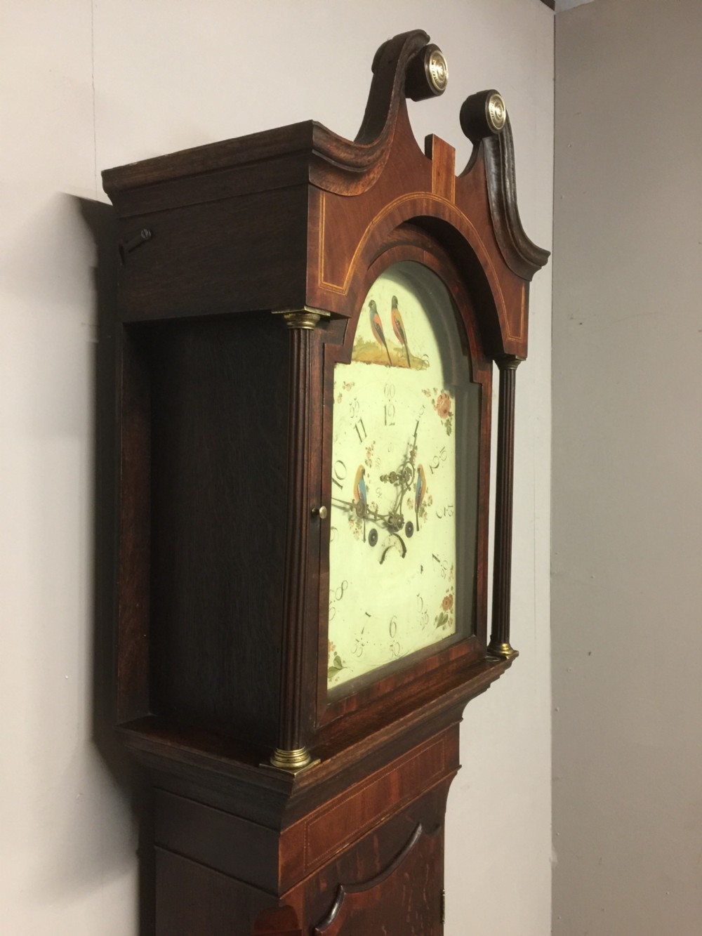 Georgian eight day oak faded long case clock. Working  View XV