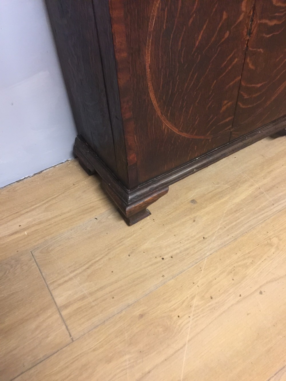 Georgian eight day oak faded long case clock. Working  View XVIII