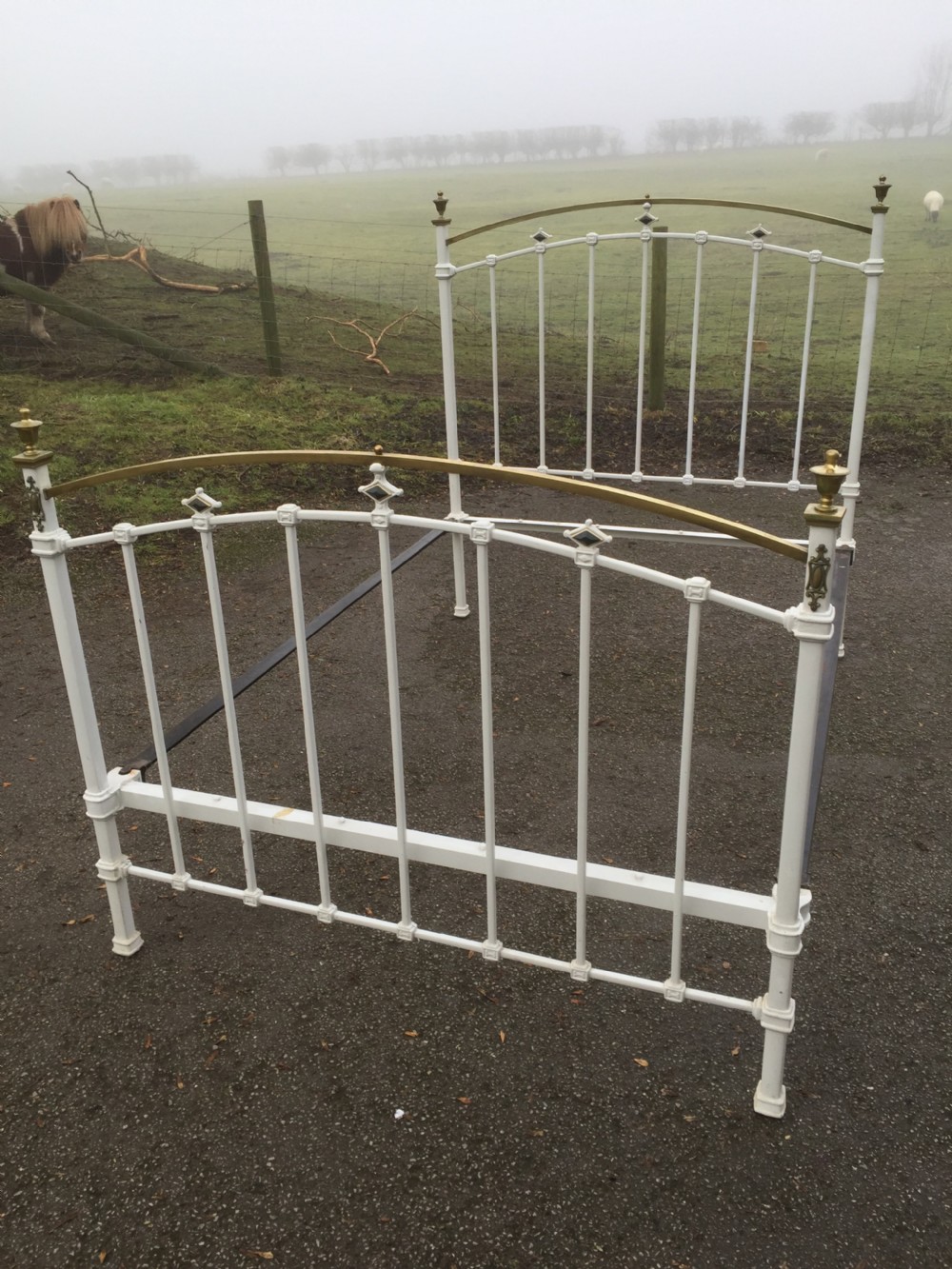 Nineteenth century brass and iron double bed 