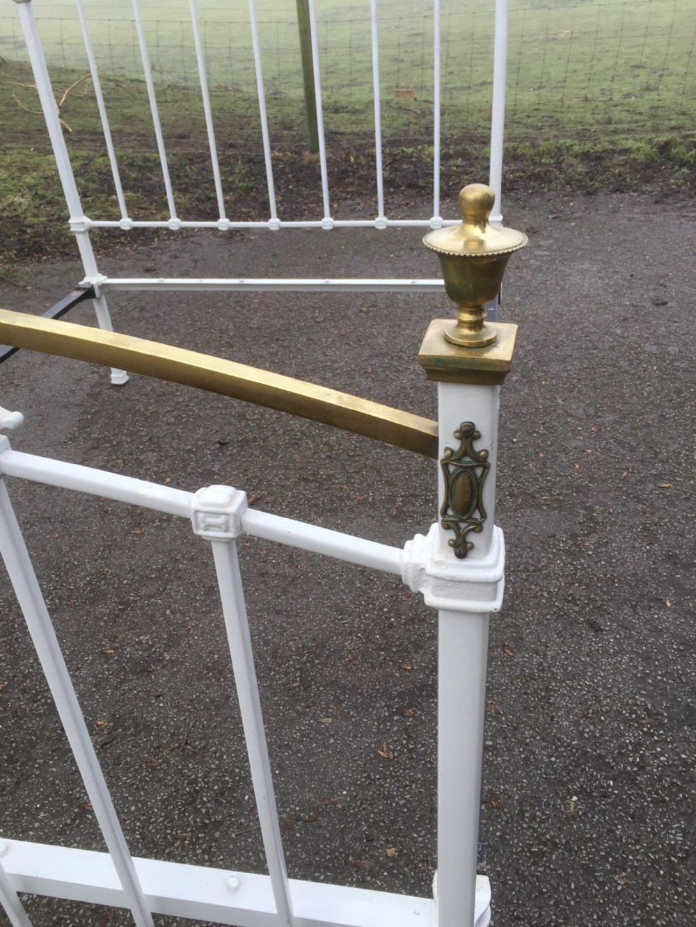 Nineteenth century brass and iron double bed  View II