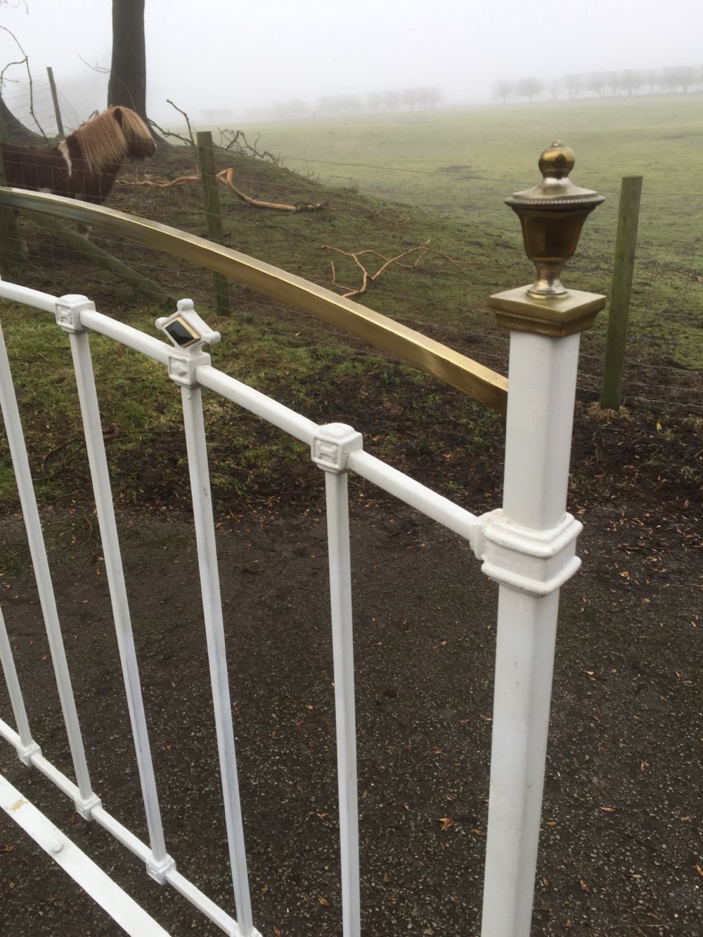 Nineteenth century brass and iron double bed  View V