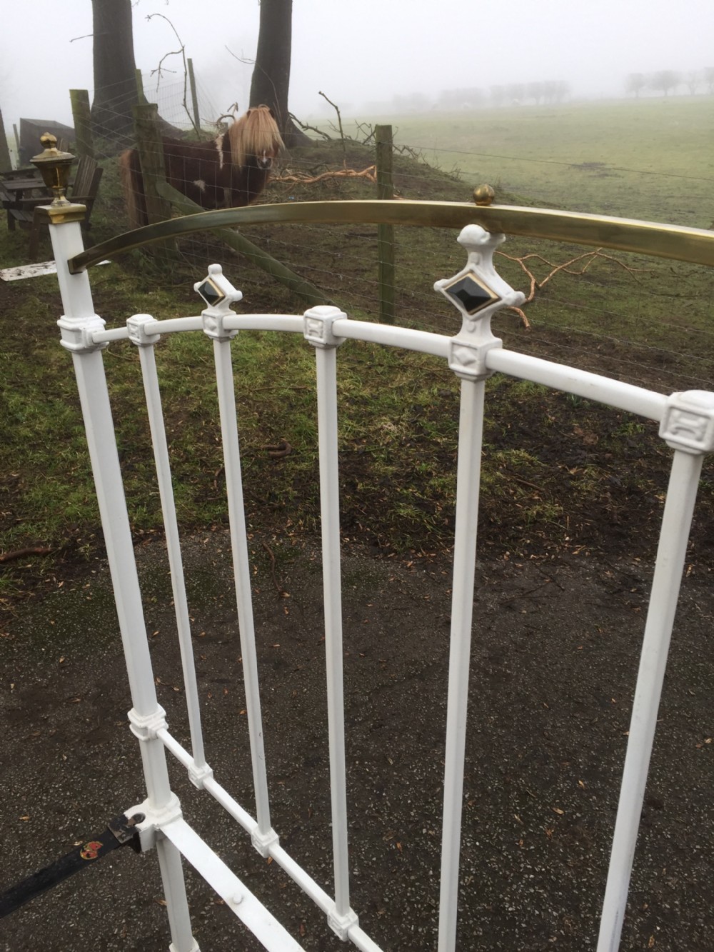 Nineteenth century brass and iron double bed  View VI