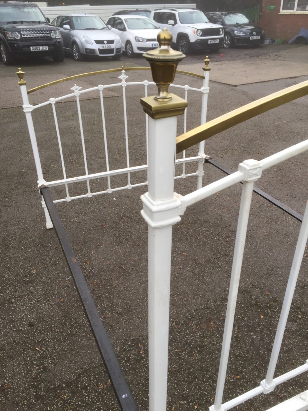 Nineteenth century brass and iron double bed  View VII