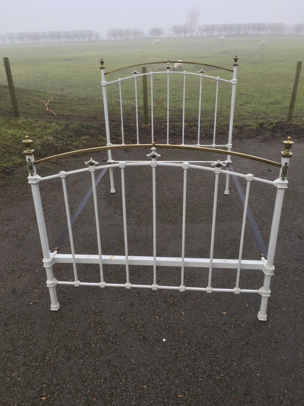 Nineteenth century brass and iron double bed  View IX