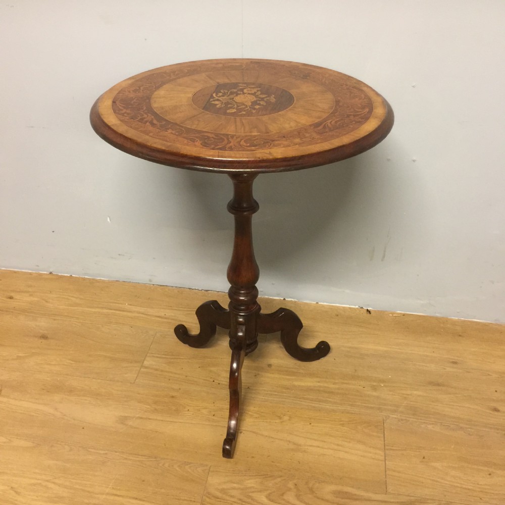 Nineteenth century rosewood tripod table with marquetry top