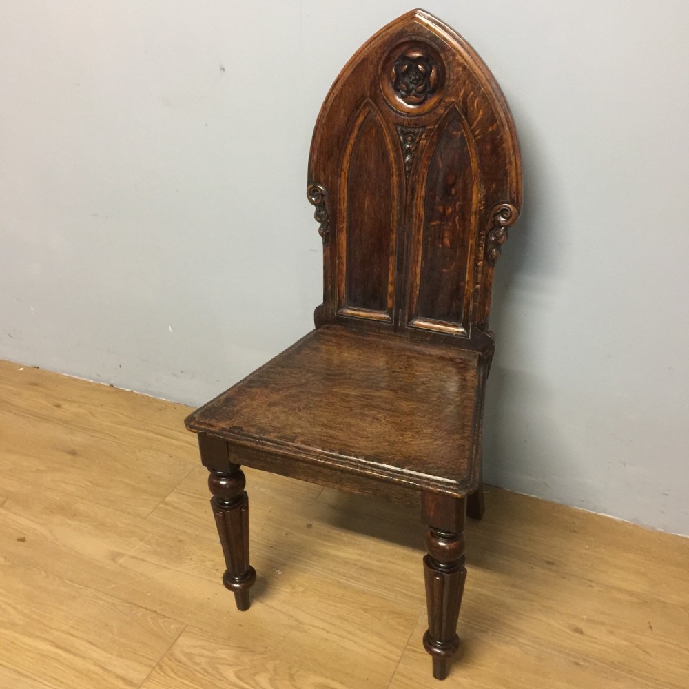 Nineteenth century oak gothic hall chair