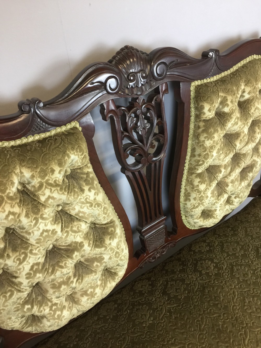Nineteenth century carved mahogany empire style sofa  View II