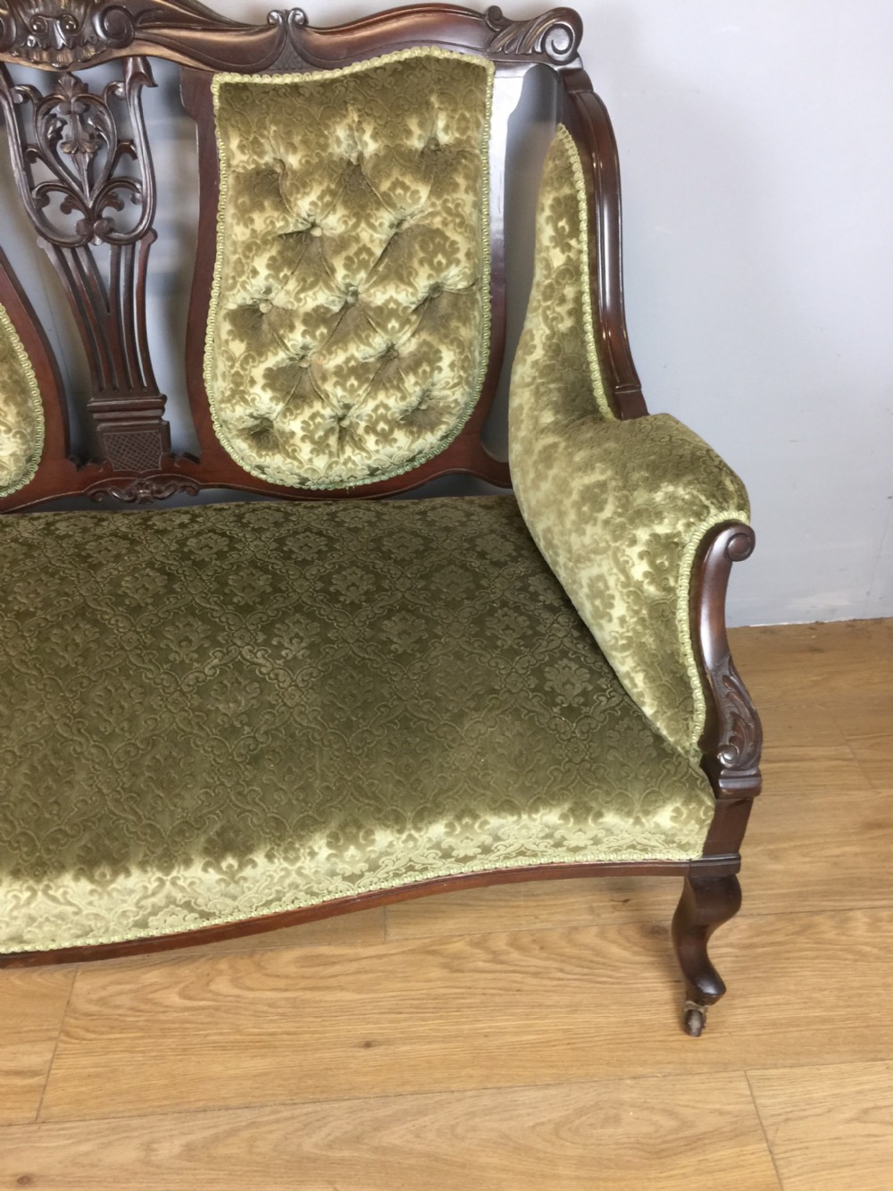 Nineteenth century carved mahogany empire style sofa  View IV