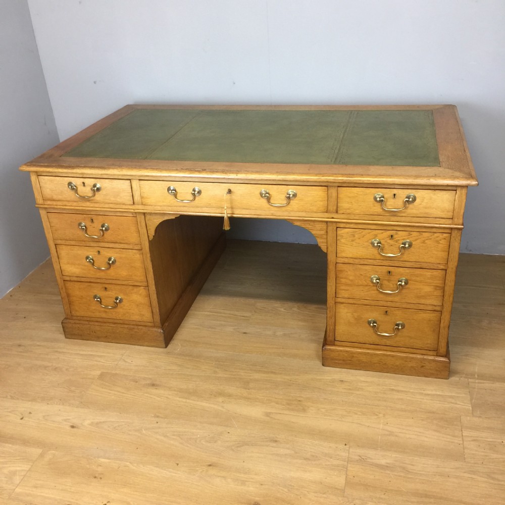 Late nineteenth century light oak partners desk 