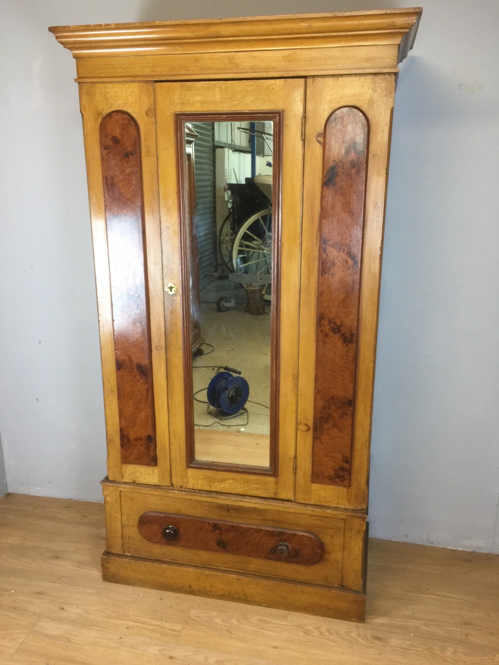 Nineteenth century scumbled pine Wardrobe 