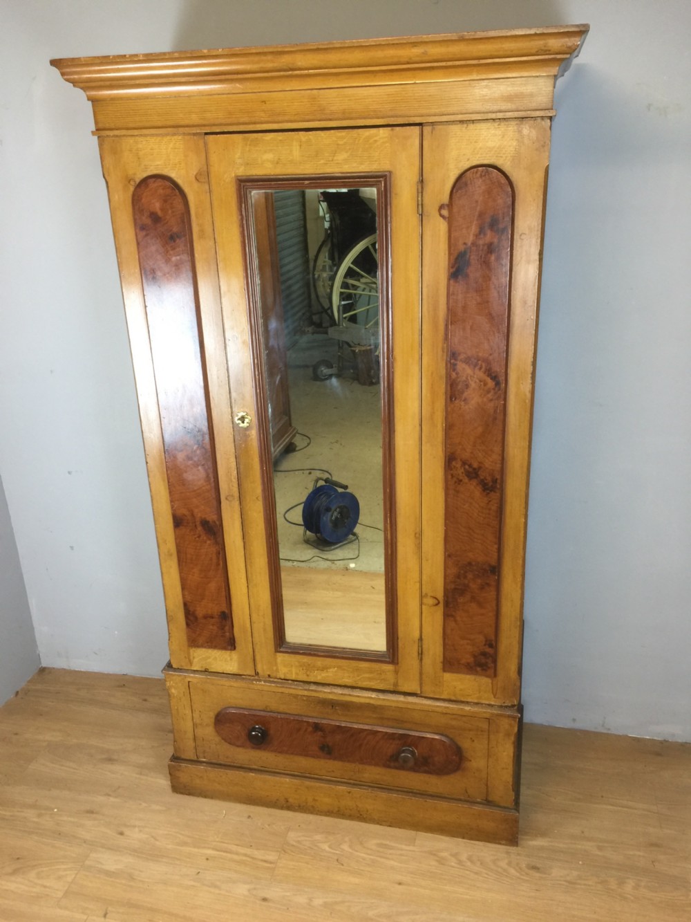 Nineteenth century scumbled pine Wardrobe  View II
