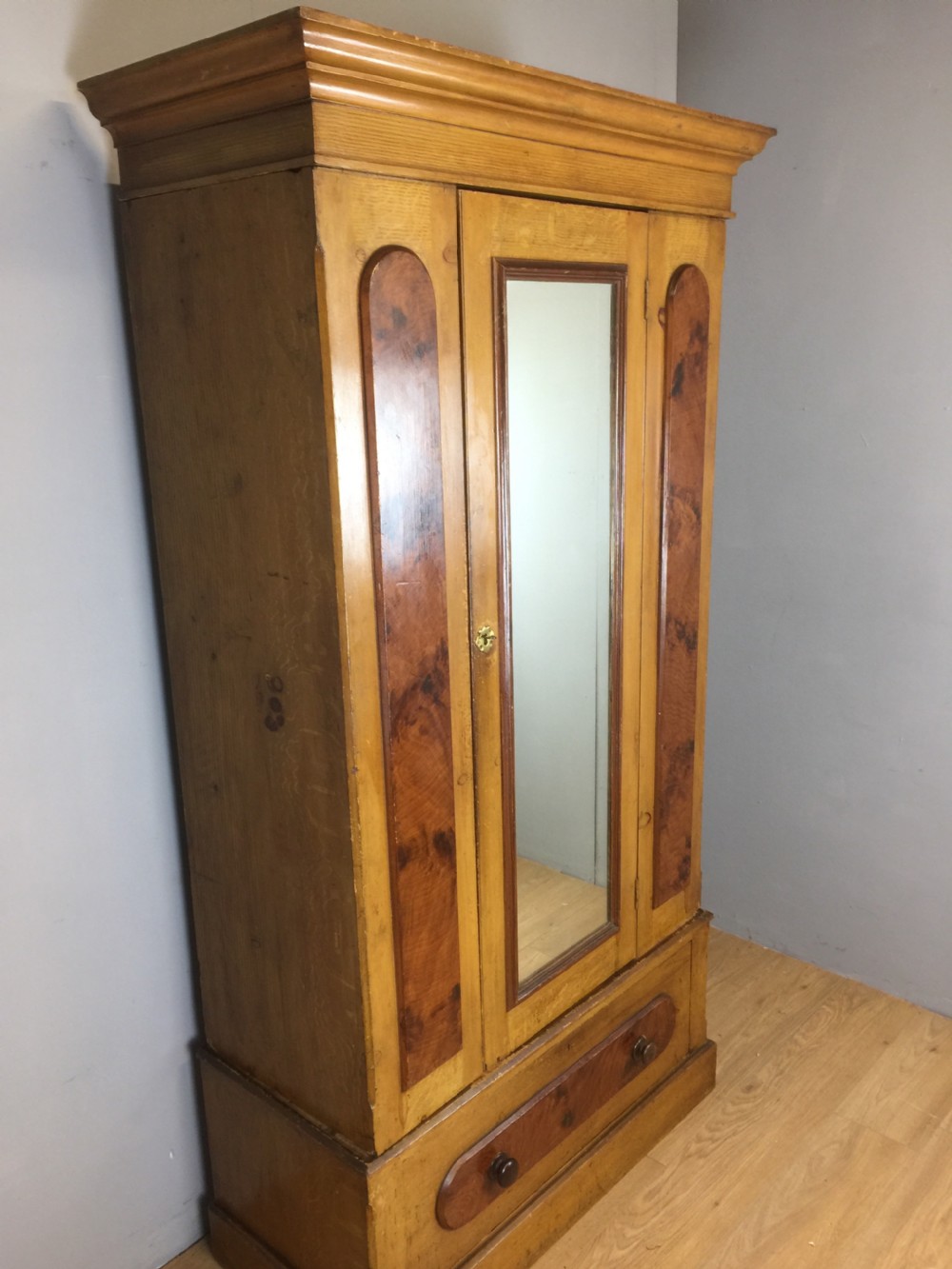 Nineteenth century scumbled pine Wardrobe  View III