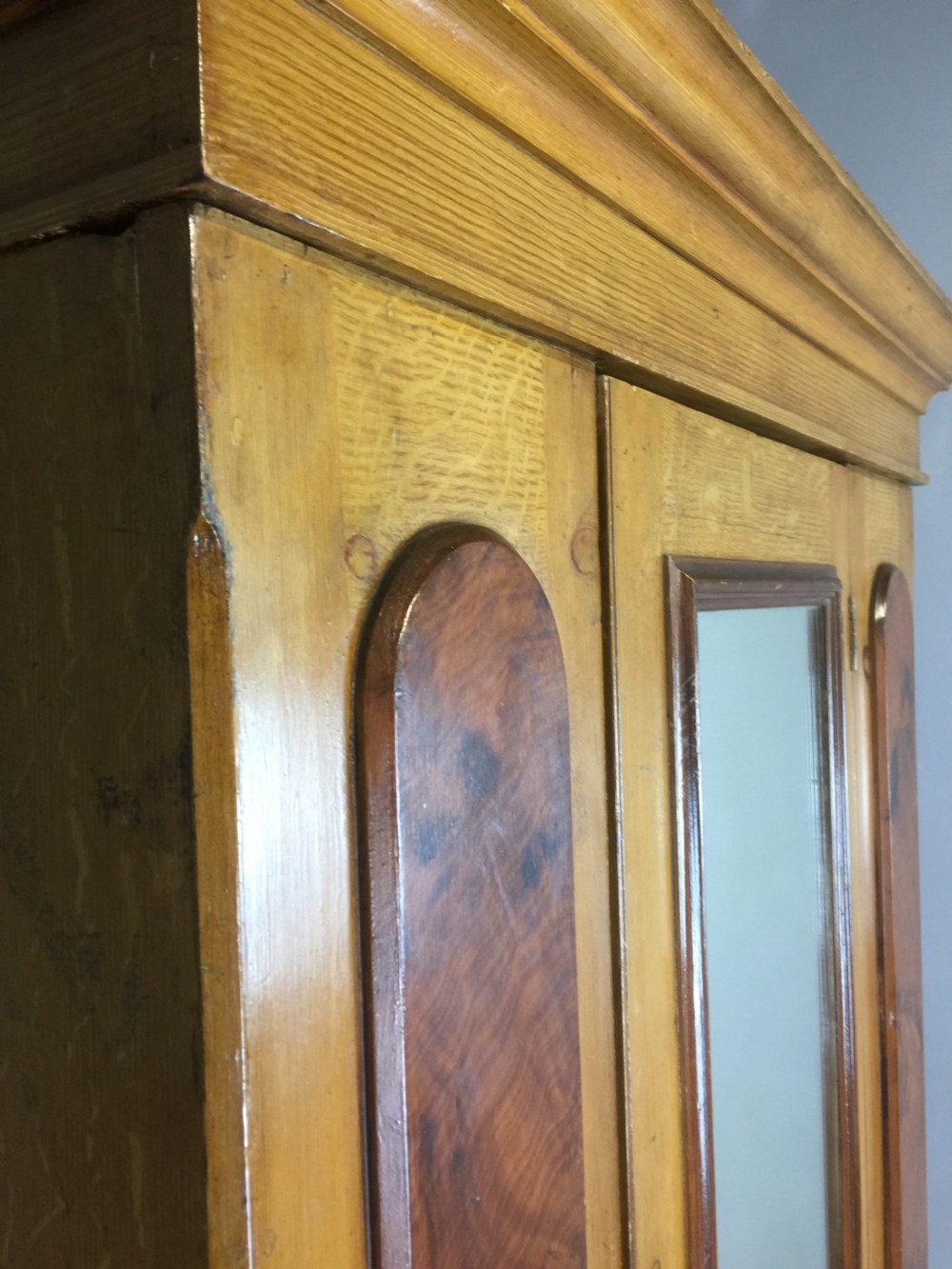 Nineteenth century scumbled pine Wardrobe  View V