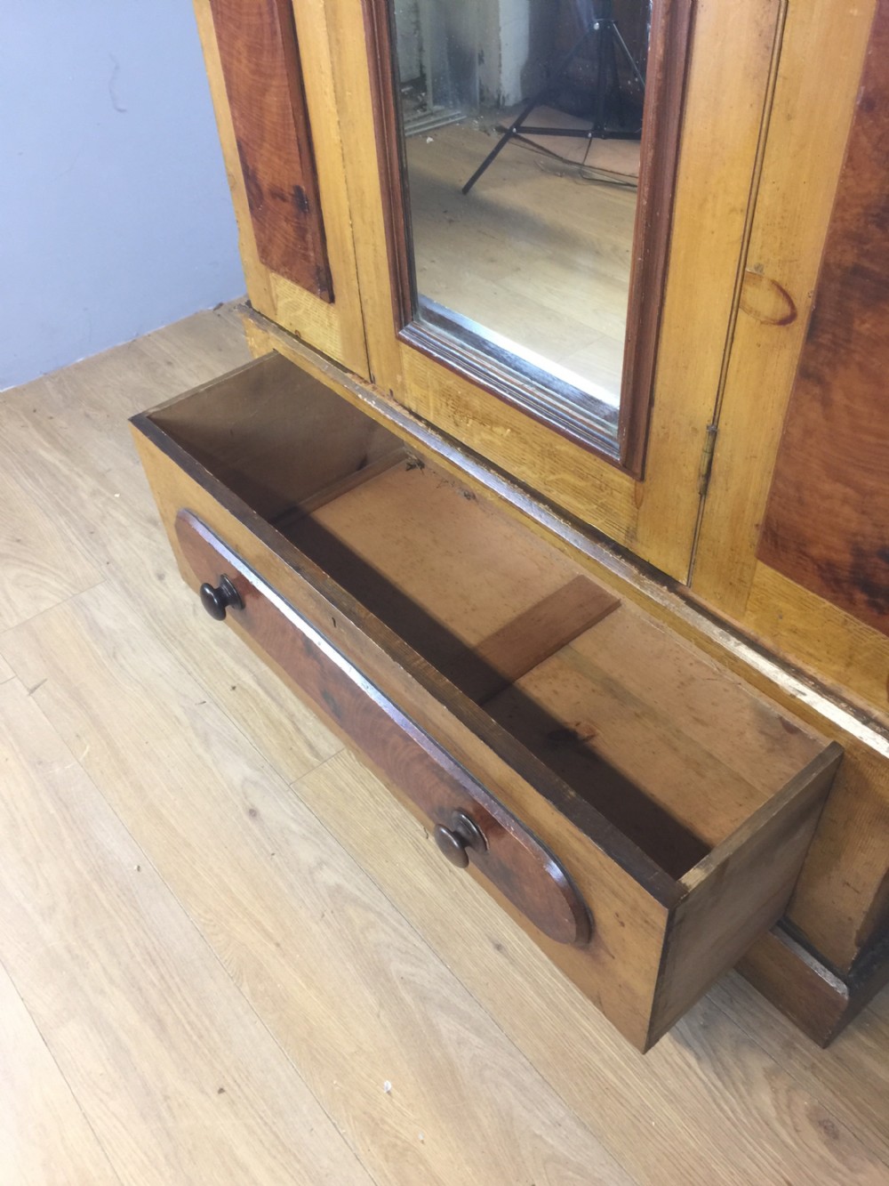 Nineteenth century scumbled pine Wardrobe  View VIII