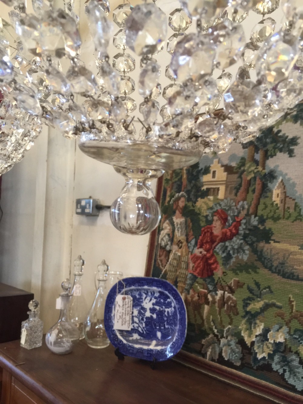Large Pair of cut glass purse chandeliers  View XI