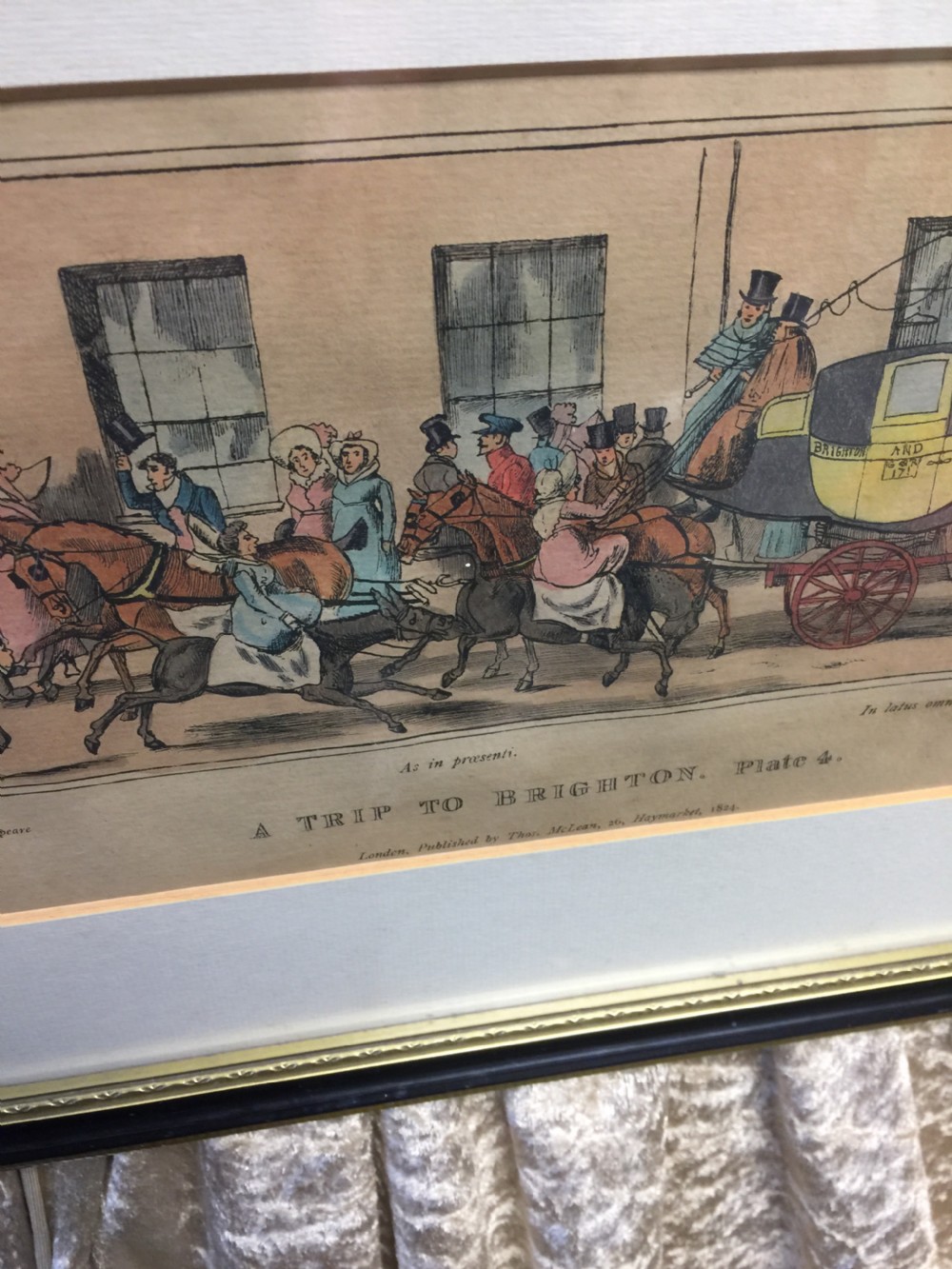 Four nineteenth century prints titled Trip to Brighton in Hogarth frames  View II