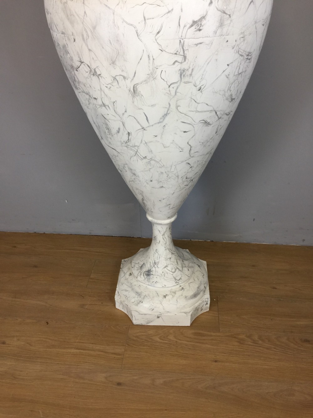 Large country house wooden faux marble urn  View II