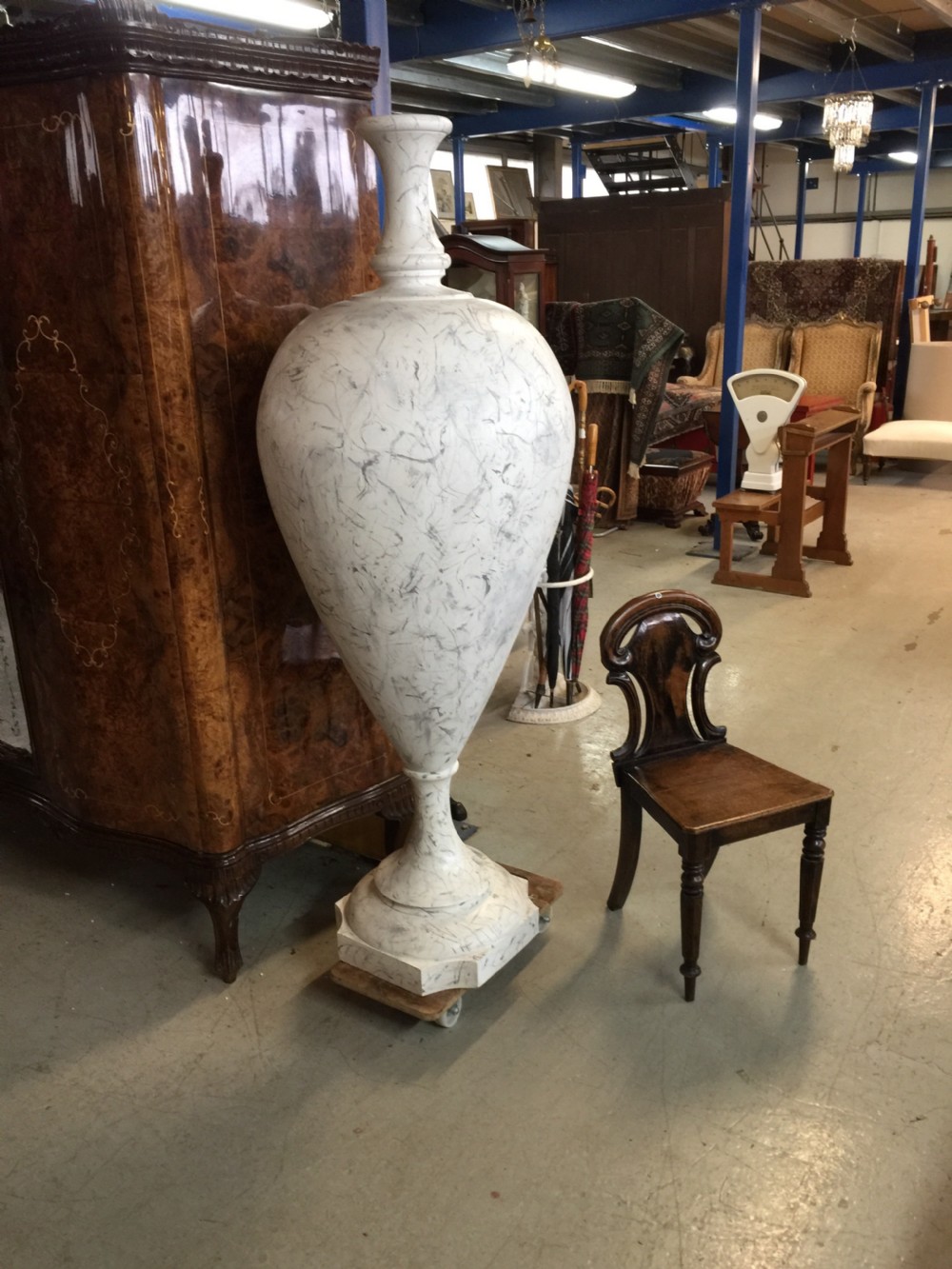 Large country house wooden faux marble urn  View IX