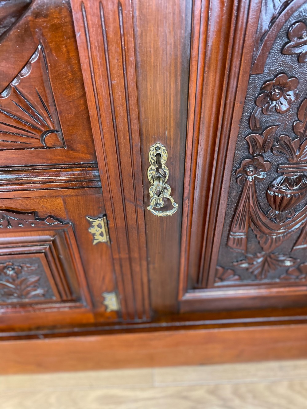 Late nineteenth century carved walnut bow fronted sideboard  View X