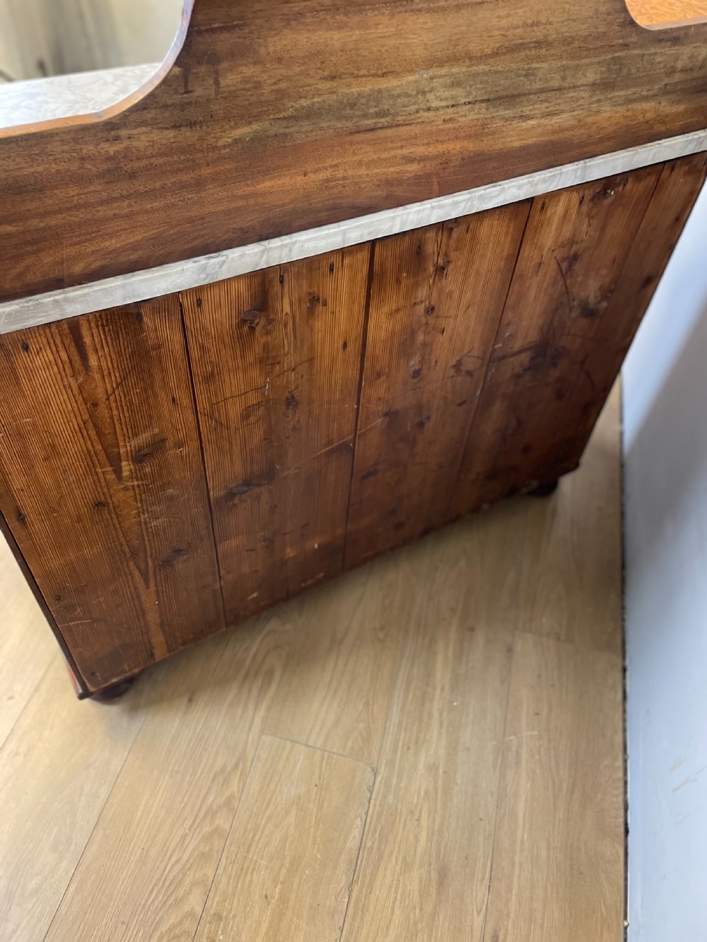 Nineteenth century Flame mahogany marble topped side cabinet  View XI