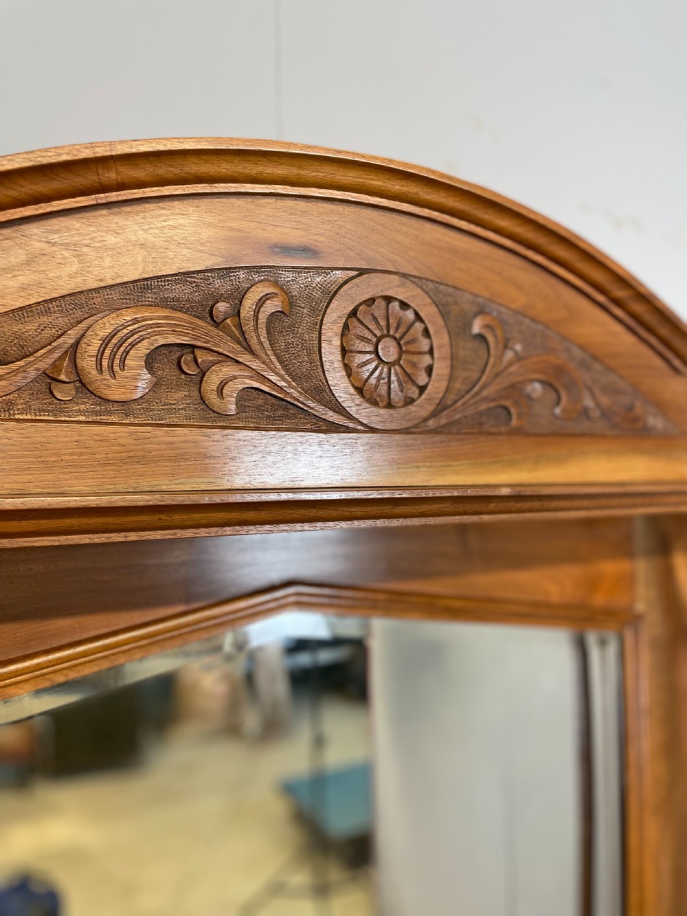 Late nineteenth century solid walnut mirror backed art nouveau sideboard  View VI