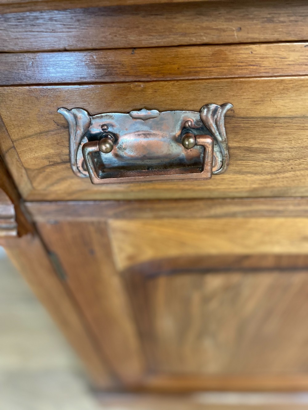 Late nineteenth century solid walnut mirror backed art nouveau sideboard  View VII