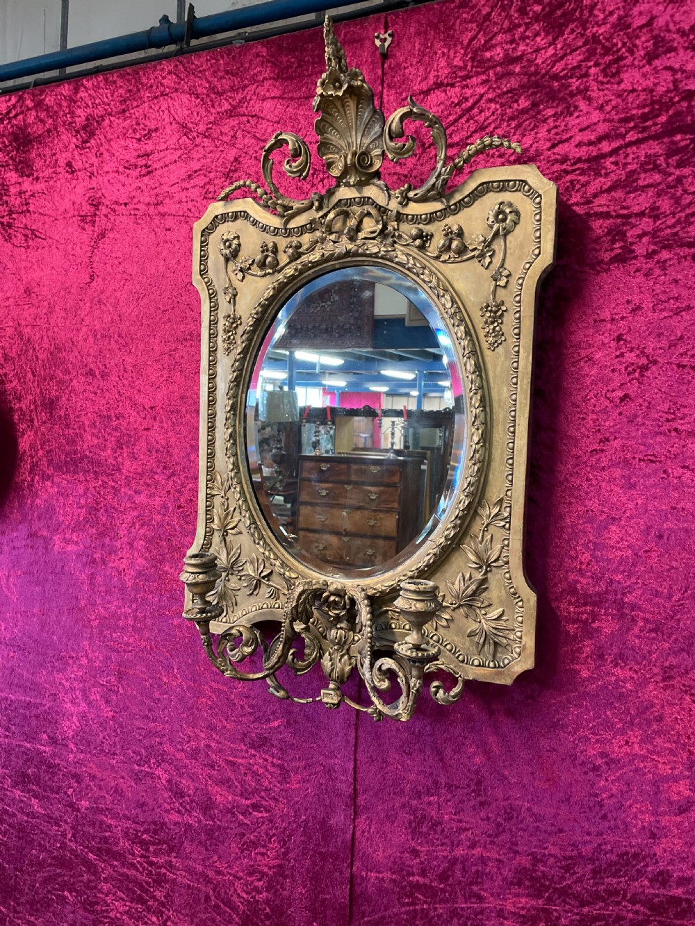 Nineteenth century gilt wood and gesso girandole mirror