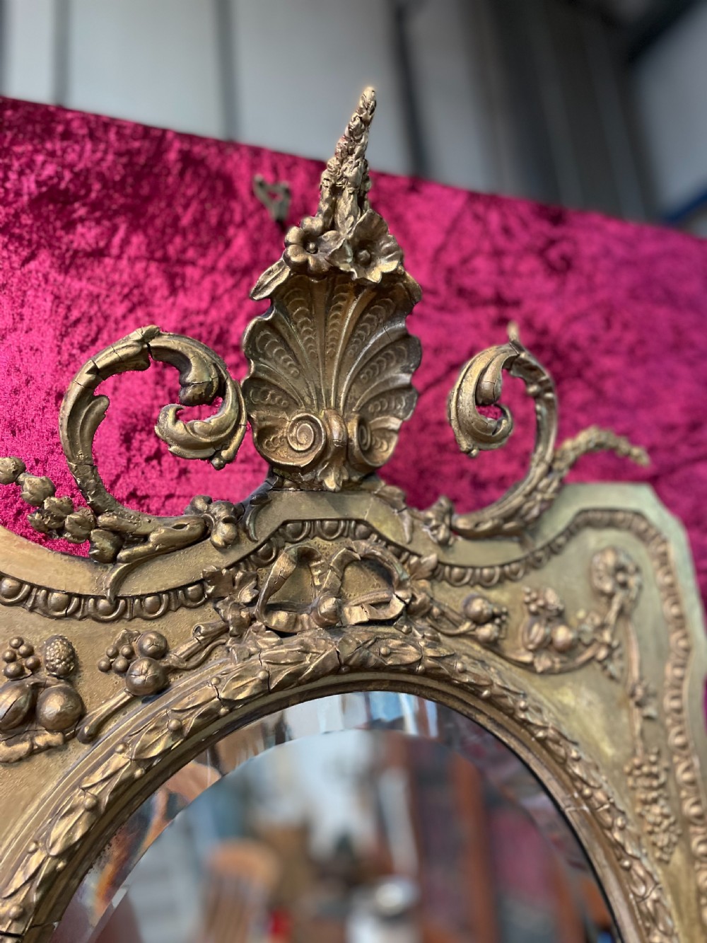 Nineteenth century gilt wood and gesso girandole mirror View II