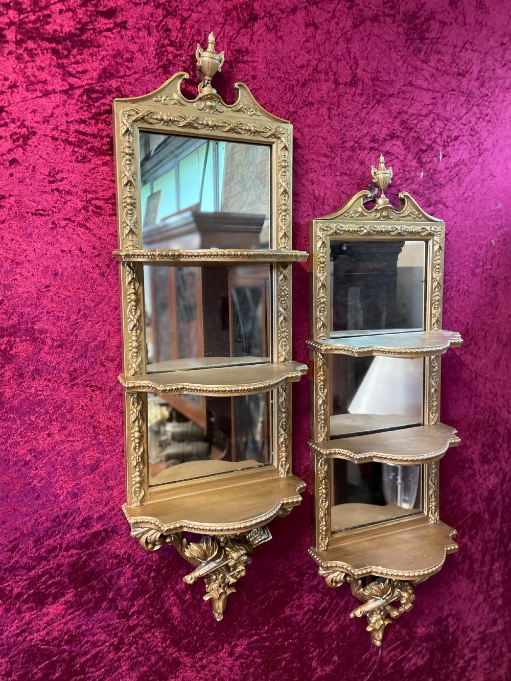 Pair of nineteenth century rectangular gilt framed mirrors 