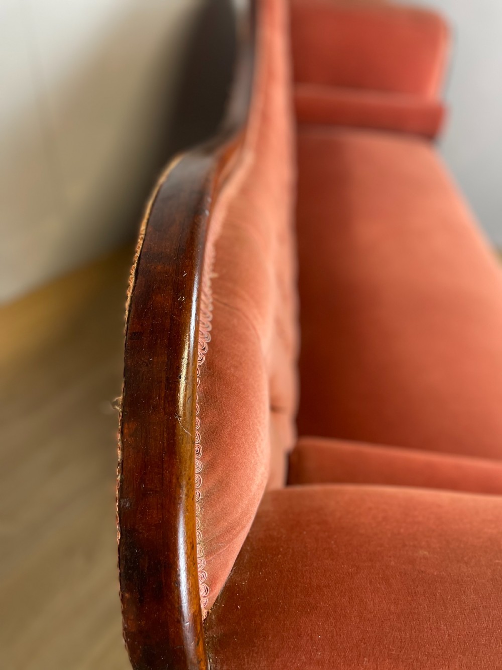 Nineteenth century mahogany framed scroll end sofa  View VIII