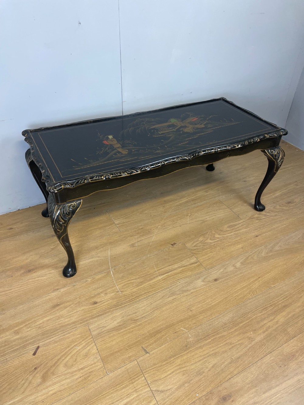 Black lacquer chinoiserie coffee table circa 1930