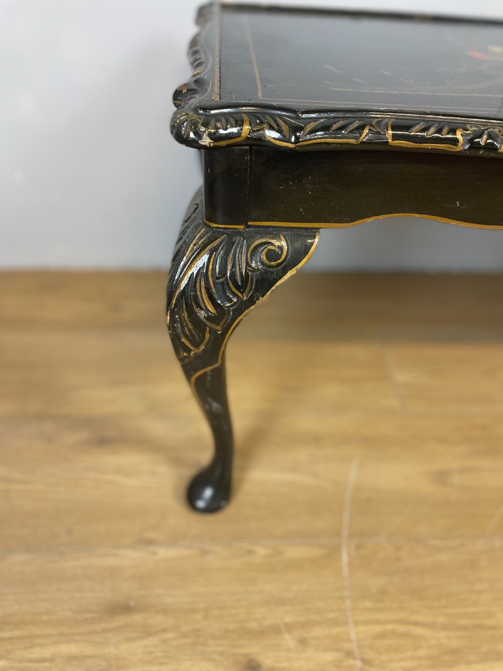 Black lacquer chinoiserie coffee table circa 1930 View IV